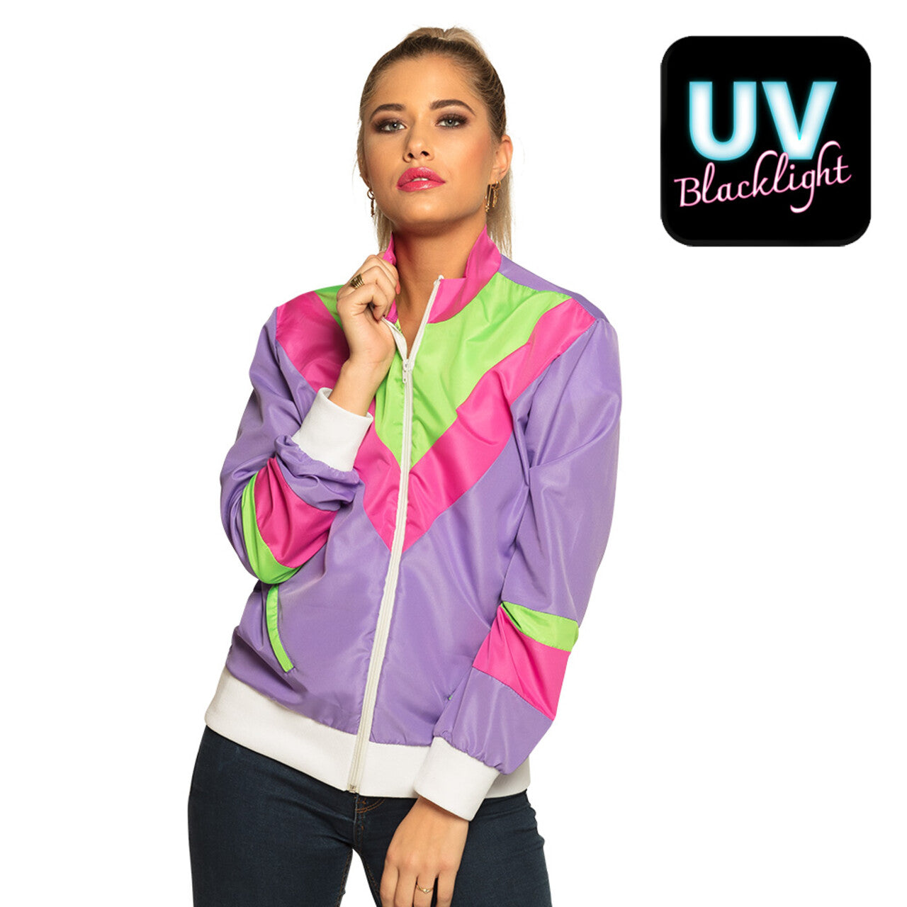 Op deze afbeelding zie je een Kostuums, van het merk Boland. Trainingsjasje Retro Babe Vrouw
