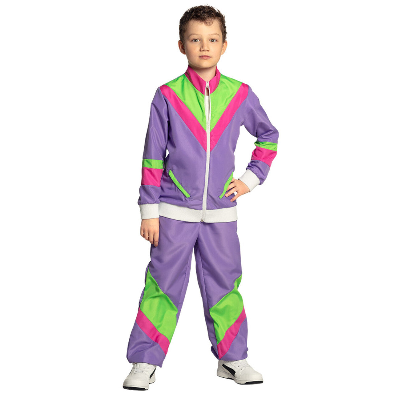 Op deze afbeelding zie je een Kostuums, van het merk Boland. Trainingspak Retro Kind Kind Kostuum