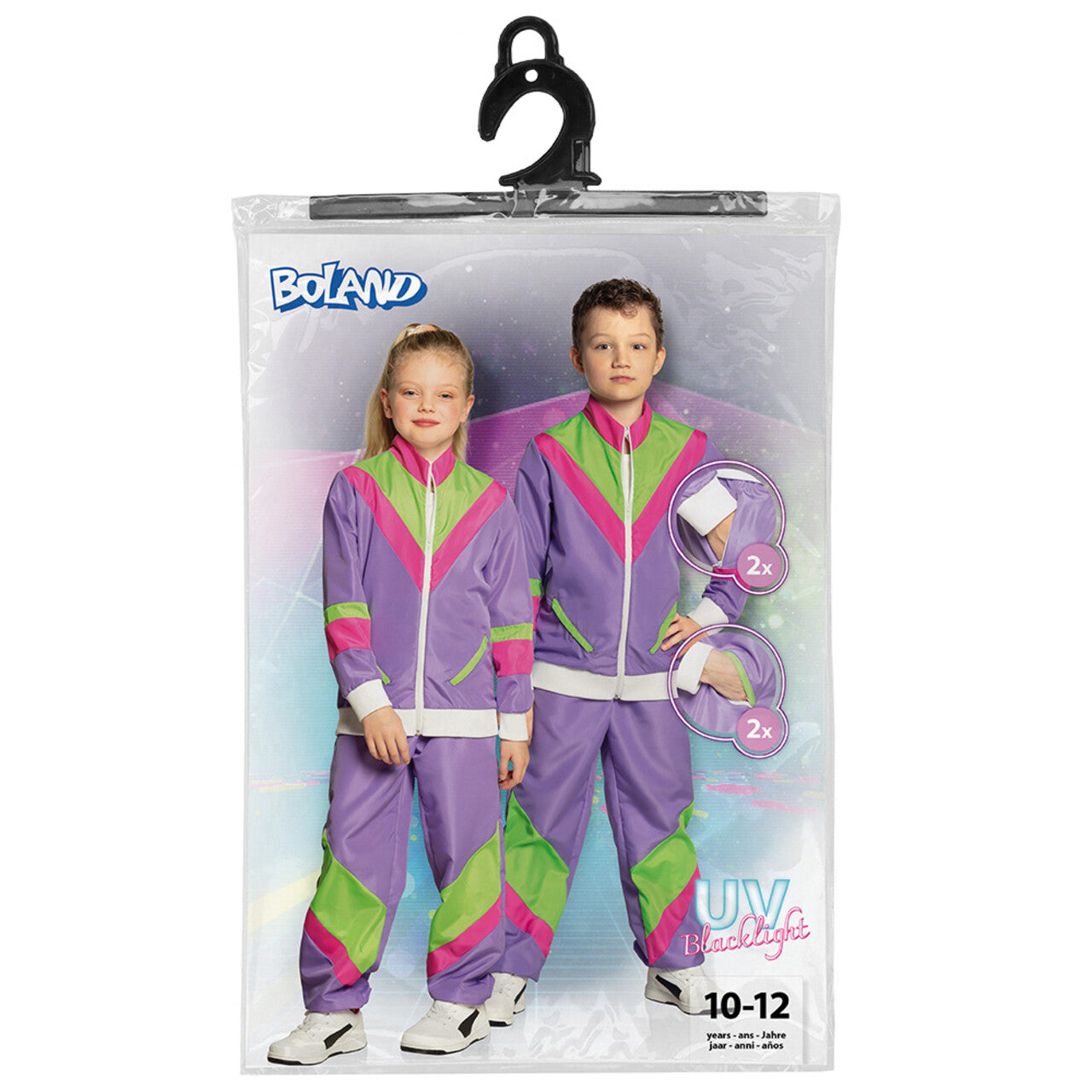Op deze afbeelding zie je een Kostuums, van het merk Boland. Trainingspak Retro Kind Kind Kostuum