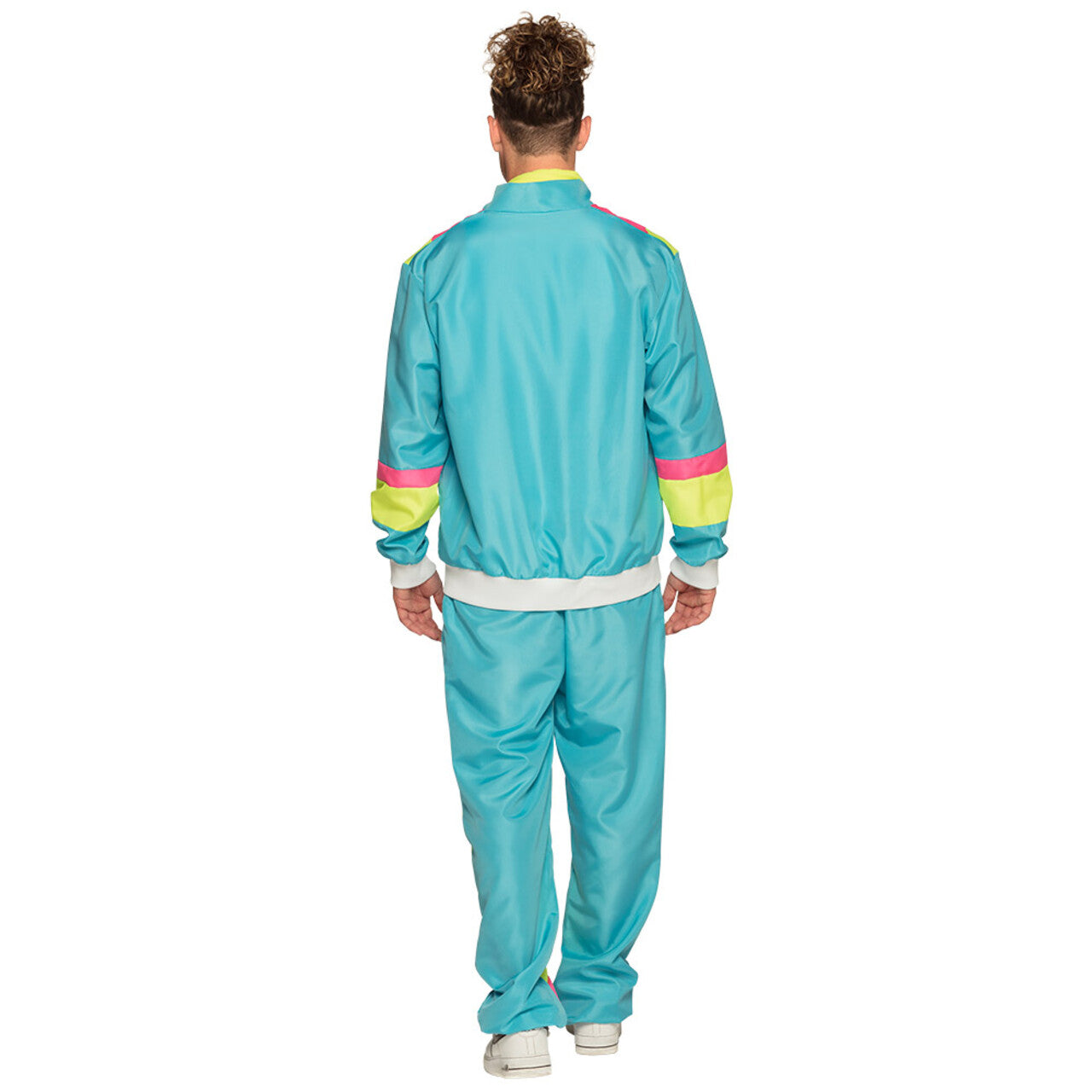 Op deze afbeelding zie je een Kostuums, van het merk Boland. Trainingspak Retro Dude Neonblauw Man Kostuum