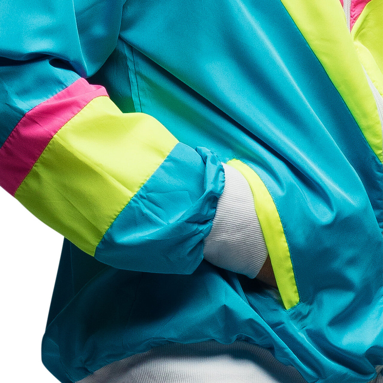 Op deze afbeelding zie je een Kostuums, van het merk Boland. Trainingsjasje Retro Dude Neonblauw Man