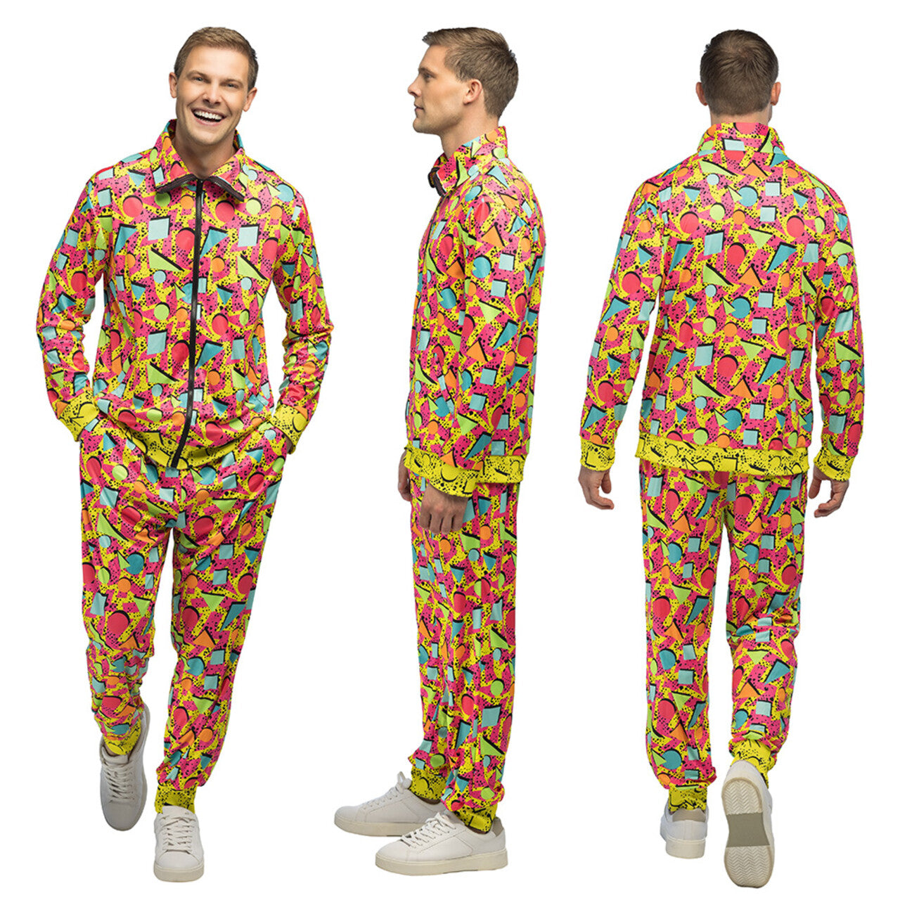 Op deze afbeelding zie je een Kostuums, van het merk Boland. Trainingspak 90s Fresh Prince Of Blacklight Man Kostuum