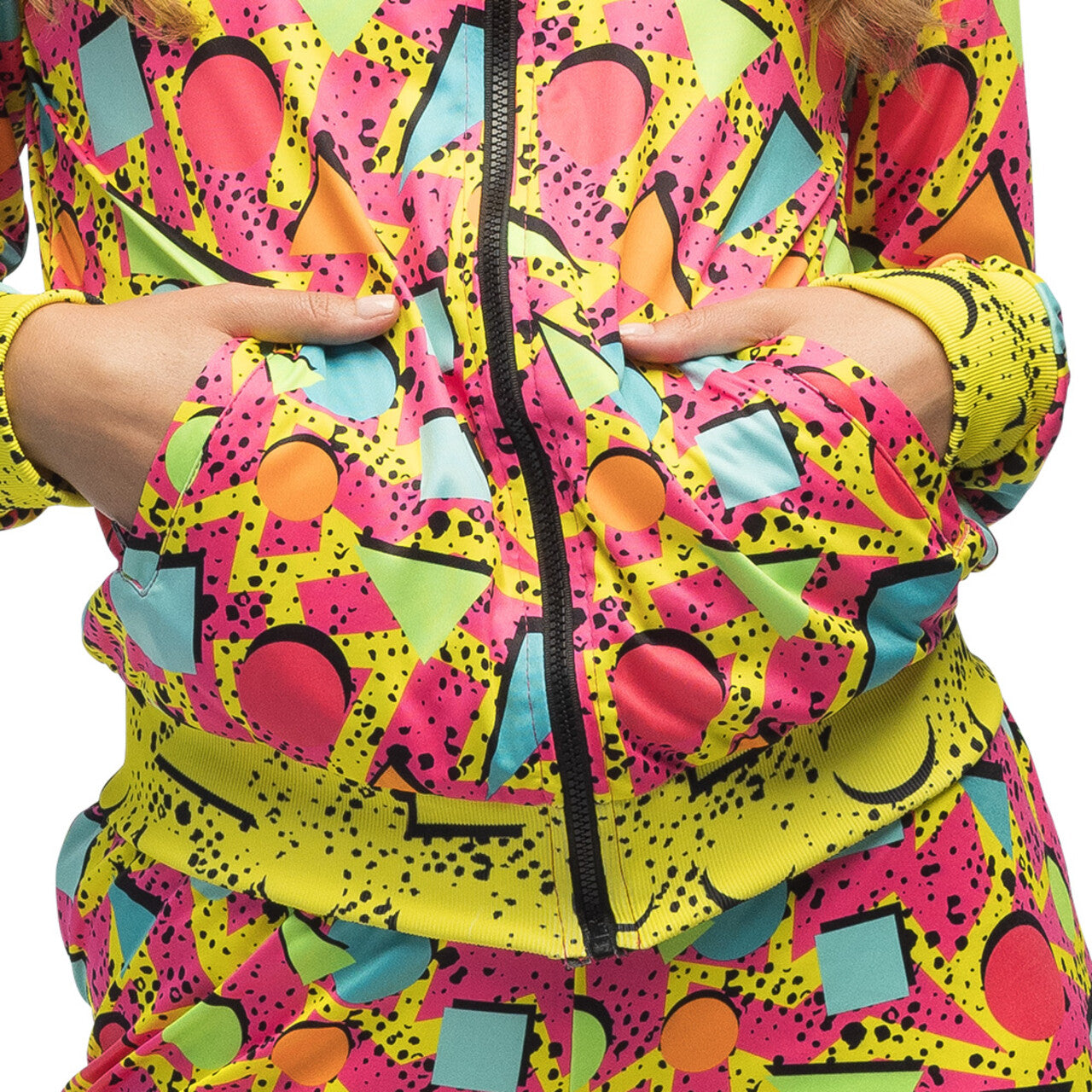 Op deze afbeelding zie je een Kostuums, van het merk Boland. Trainingspak 90s Fresh Prince Of Blacklight Man Kostuum