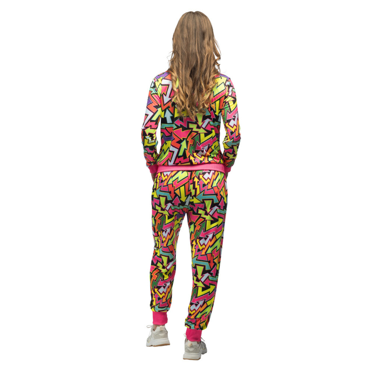 Op deze afbeelding zie je een Kostuums, van het merk Boland. Trainingspak 90s Street Art Blacklight Vrouw Kostuum