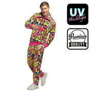 Op deze afbeelding zie je een Kostuums, van het merk Boland. Trainingspak 90s Street Artist Blacklight Man Kostuum