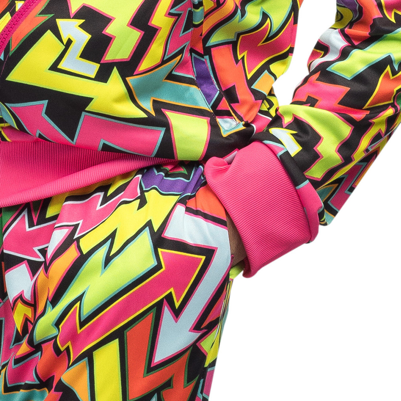 Op deze afbeelding zie je een Kostuums, van het merk Boland. Trainingspak 90s Street Artist Blacklight Man Kostuum