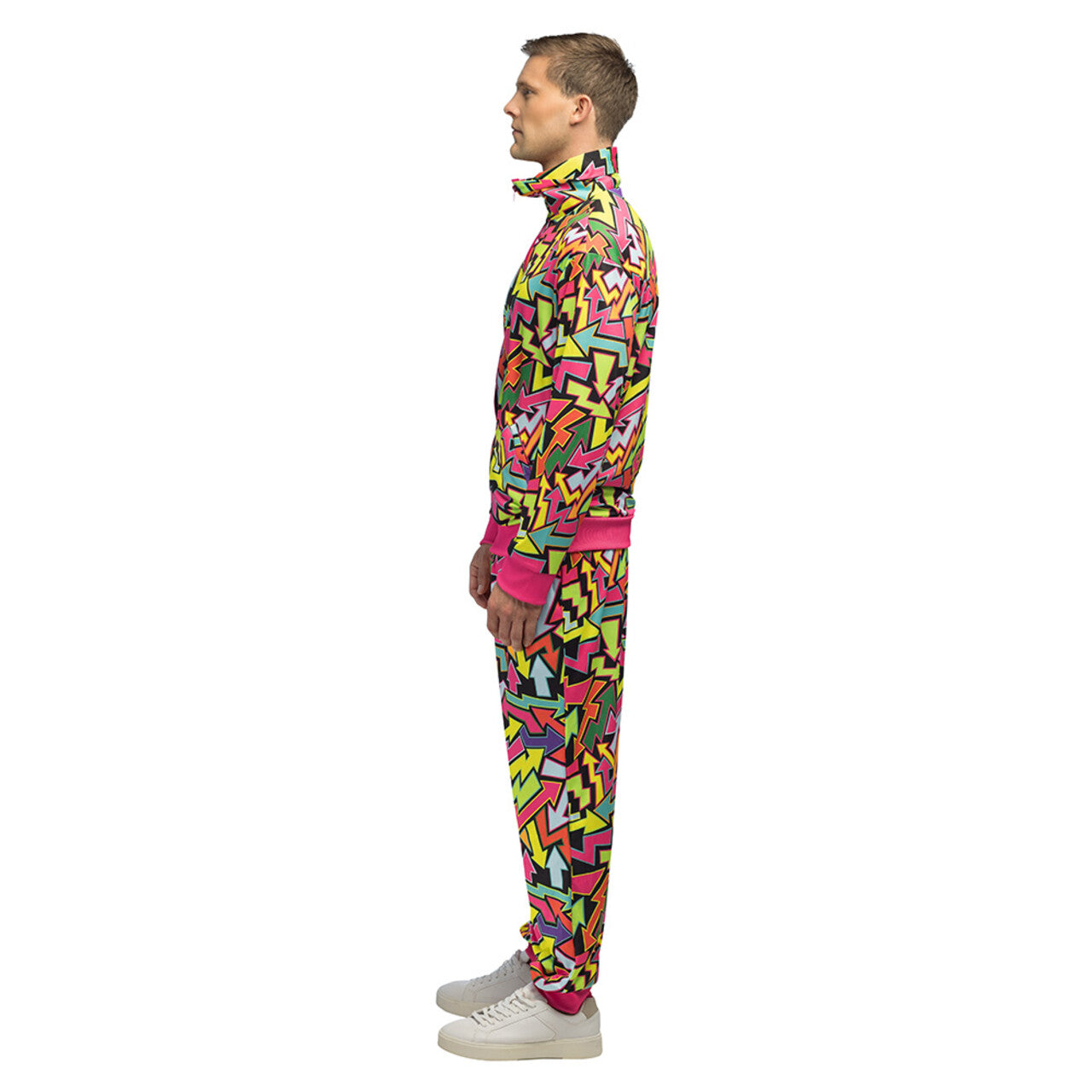 Op deze afbeelding zie je een Kostuums, van het merk Boland. Trainingspak 90s Street Artist Blacklight Man Kostuum