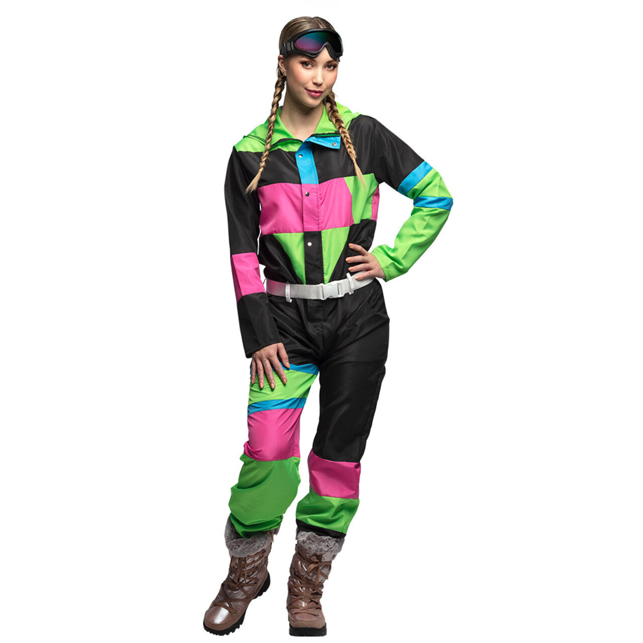 Op deze afbeelding zie je een Kostuums, van het merk Boland. Skipak 80s Lissy Snow Vrouw Kostuum