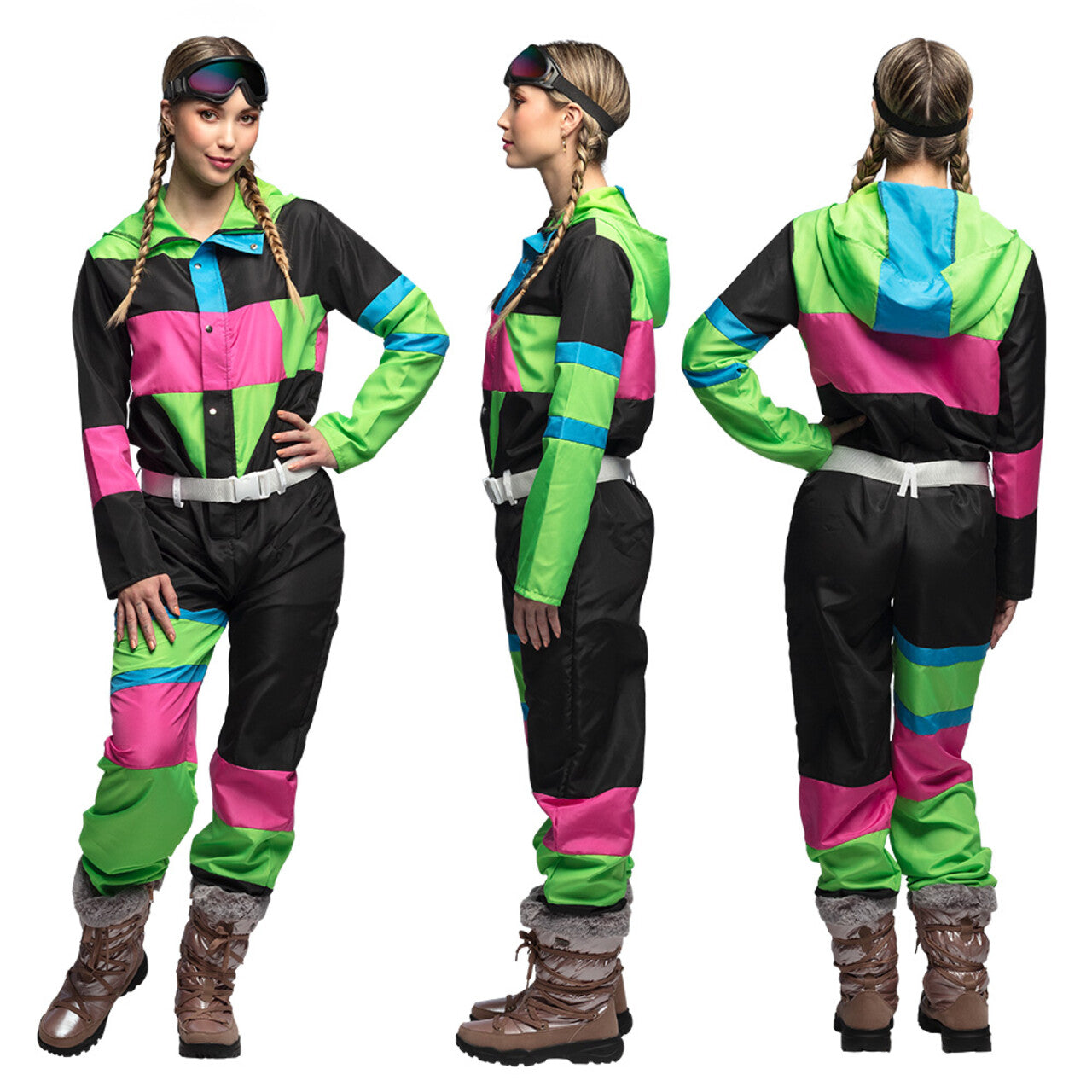 Op deze afbeelding zie je een Kostuums, van het merk Boland. Skipak 80s Lissy Snow Vrouw Kostuum