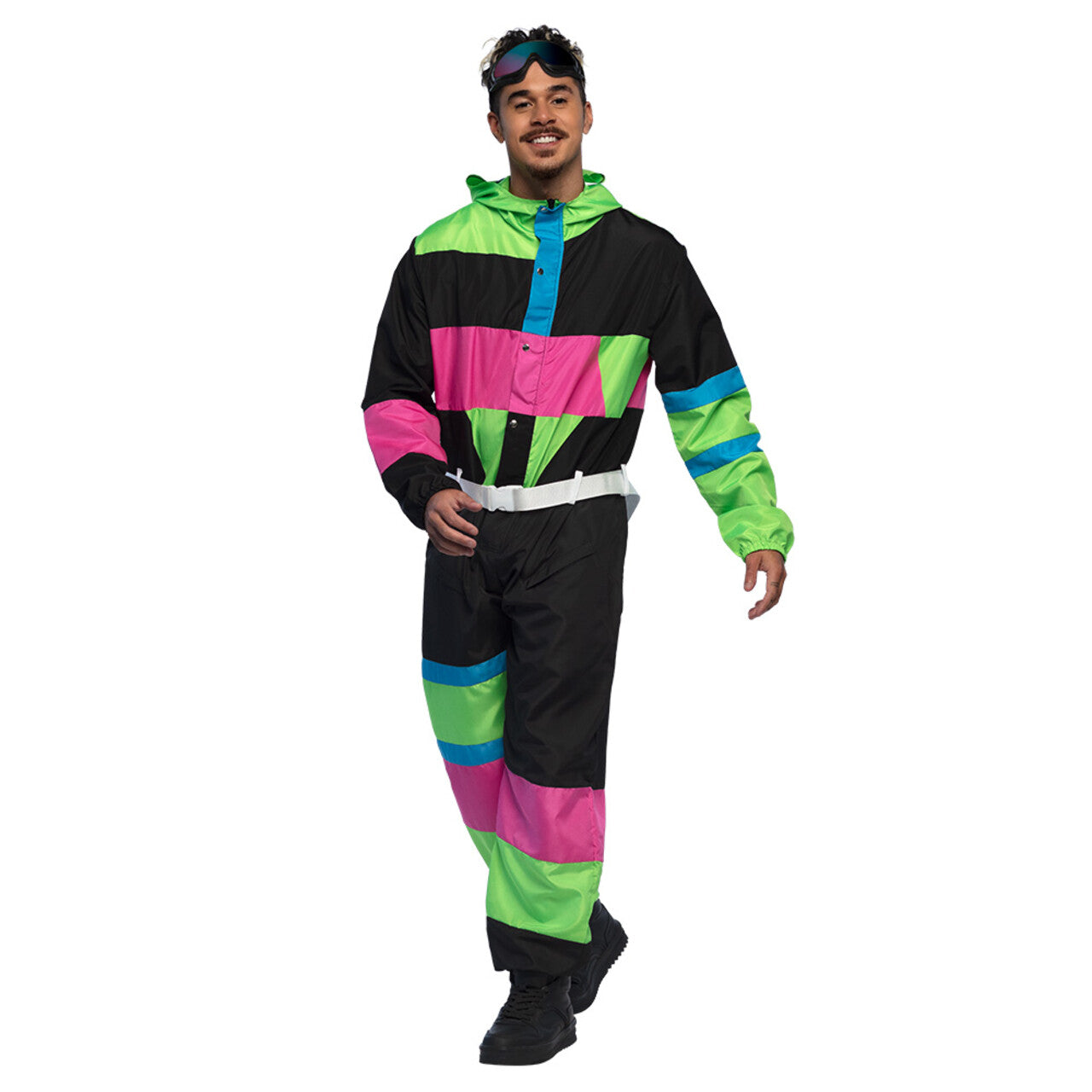 Op deze afbeelding zie je een Kostuums, van het merk Boland. Skipak 80s Larry Lawine Man Kostuum