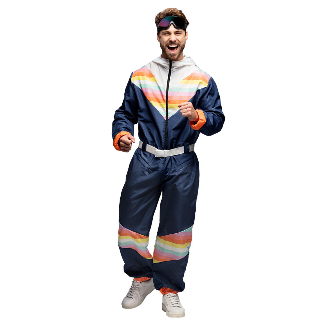 Op deze afbeelding zie je een Kostuums, van het merk Boland. Marine Blauw Skipak Helmut 80s Man Kostuum