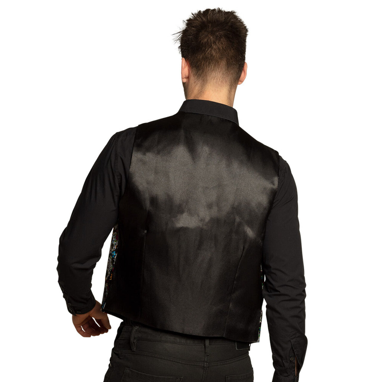 Op deze afbeelding zie je een Kostuums, van het merk Boland. Gilet Day Of The Dead Skull Collector Man