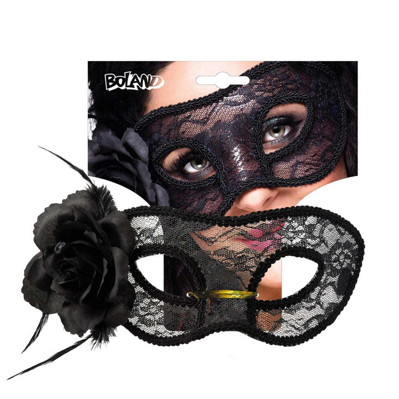 Op deze afbeelding zie je een Accessoires, van het merk Boland. Kanten Oogmasker Mystique Zwart