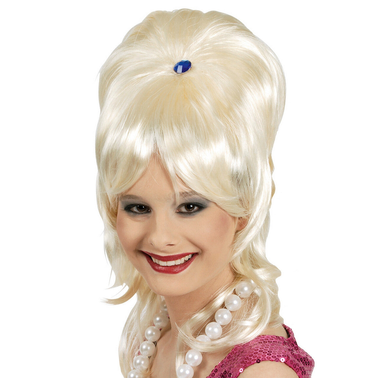 Op deze afbeelding zie je een Accessoires, van het merk Chaks. Beehive Pruik Blond Met Diamant