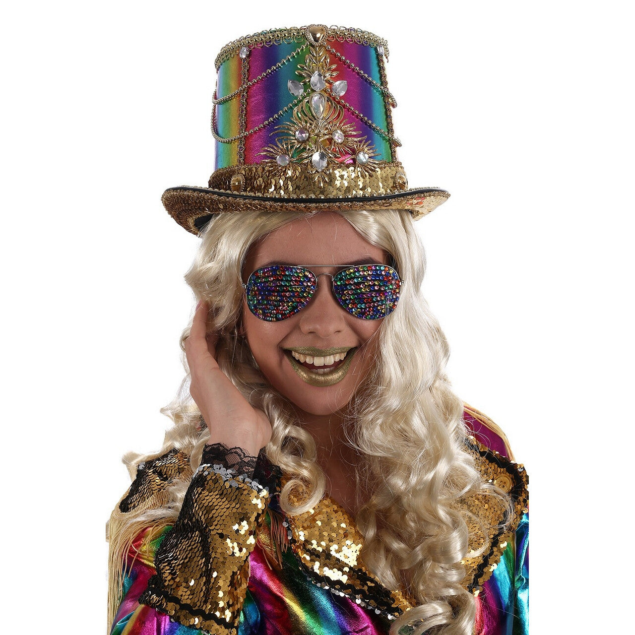 Op deze afbeelding zie je een Accessoires, van het merk Chaks. Crazy Carnival Rainbowgold Hoed