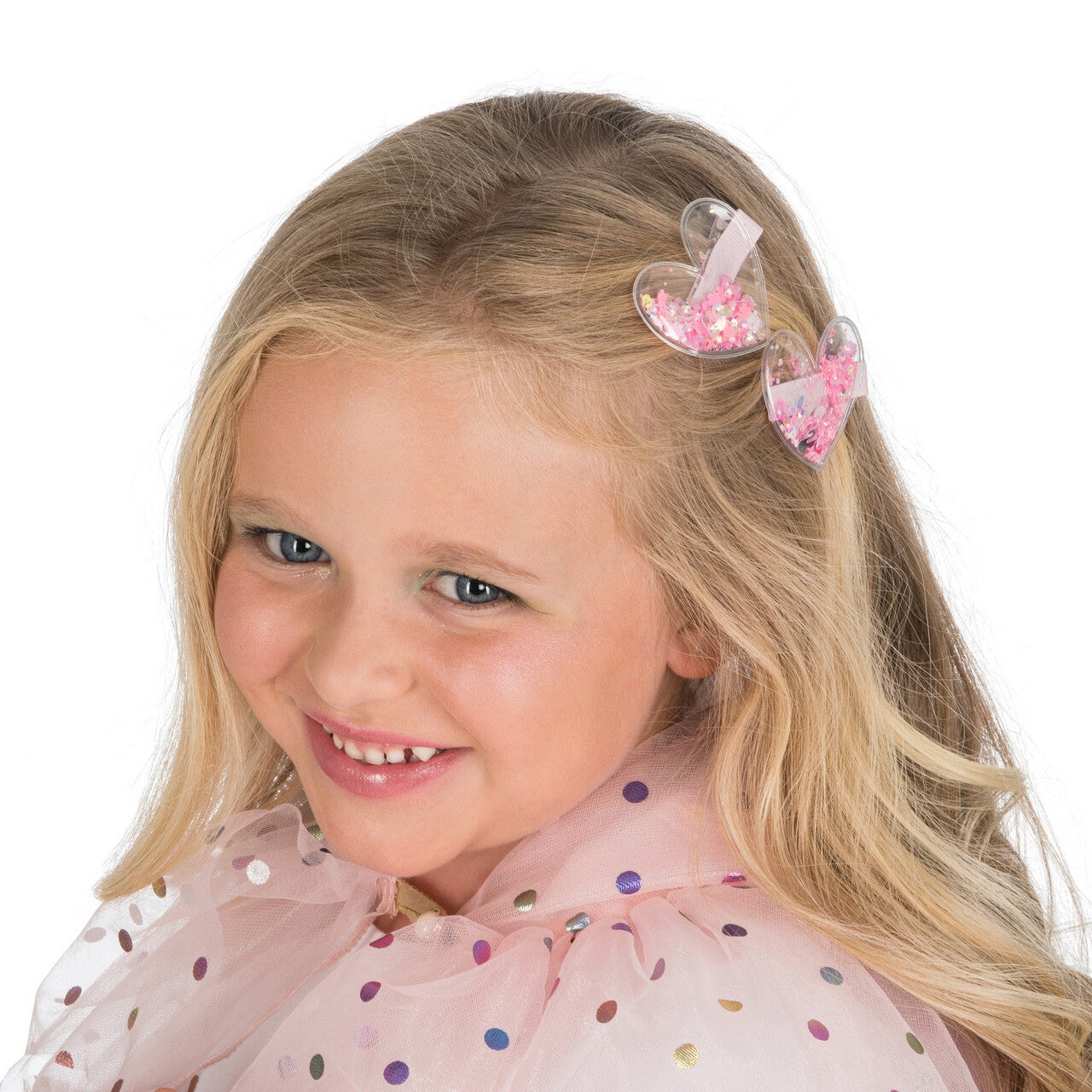 Op deze afbeelding zie je een Accessoires, van het merk Chaks. Haarclipjes Confetti Hartjes Roze 2 Stuks