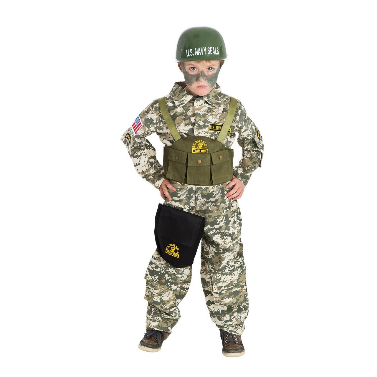 Op deze afbeelding zie je een Kostuums, van het merk Chaks. USA Navy Seal Jongen Kostuum
