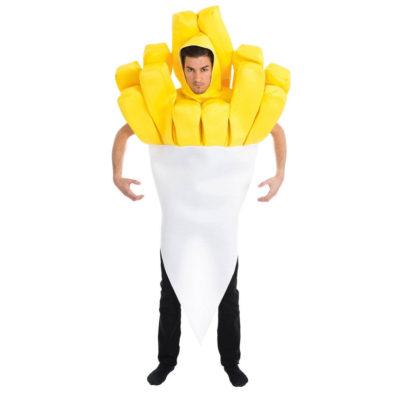 Op deze afbeelding zie je een Kostuums, van het merk Chaks. Zak Patat Man Kostuum
