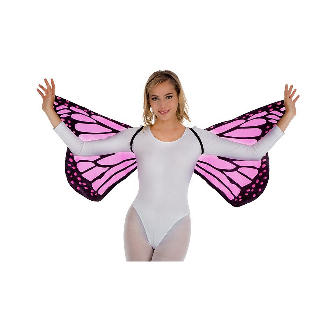 Op deze afbeelding zie je een Kostuums, van het merk Chaks. Roze Vlinder Vleugels Vrouw