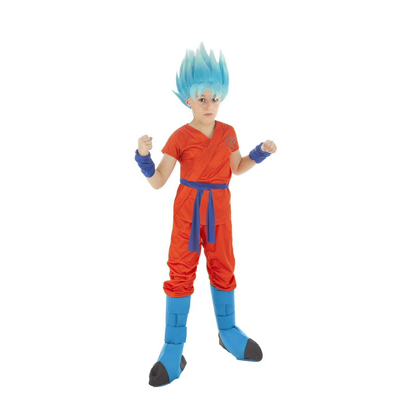 Op deze afbeelding zie je een Kostuums, van het merk Chaks. Goku Super Saiyan God Blauw Haar Jongen Kostuum
