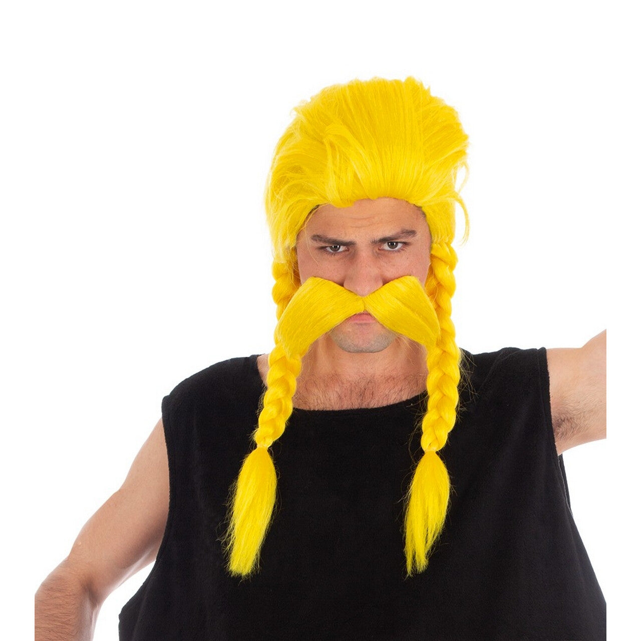 Op deze afbeelding zie je een Accessoires, van het merk Chaks. Kostunrix Pruik En Snor Geel