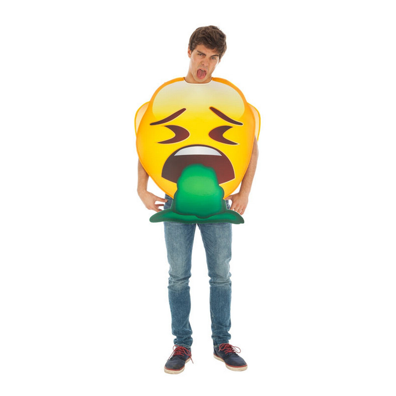 Op deze afbeelding zie je een Kostuums, van het merk Chaks. Misselijke Emoji After Party Kater Kostuum