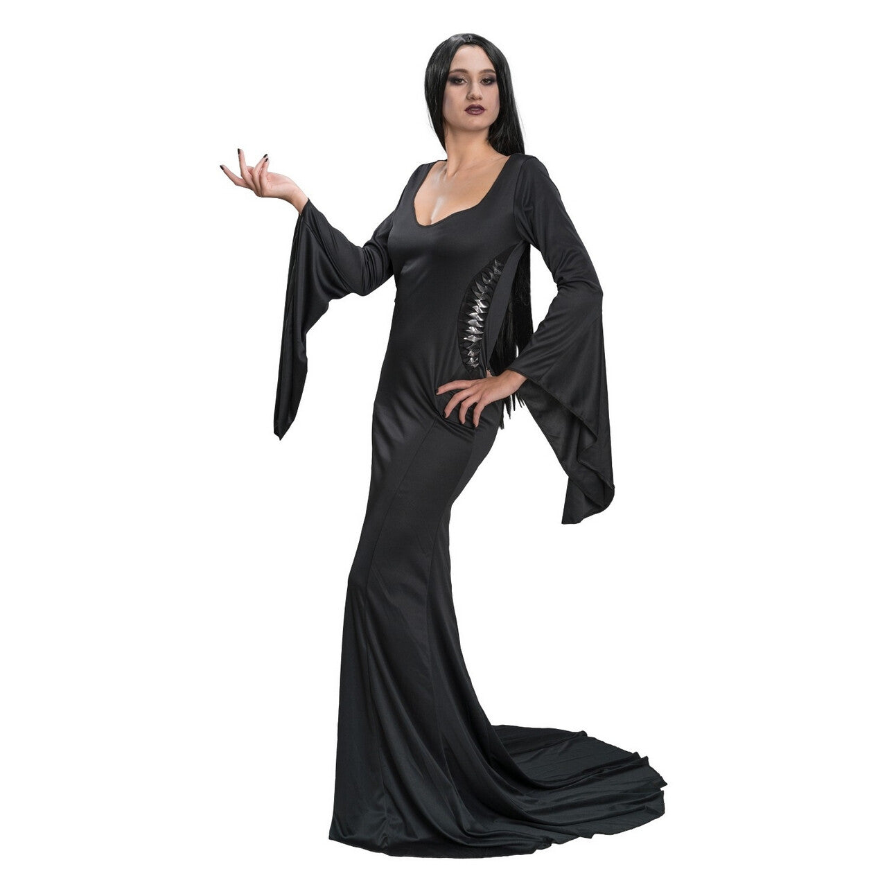 Op deze afbeelding zie je een Kostuums, van het merk Chaks. Morticia Adams Best Elegance Vrouw Kostuum