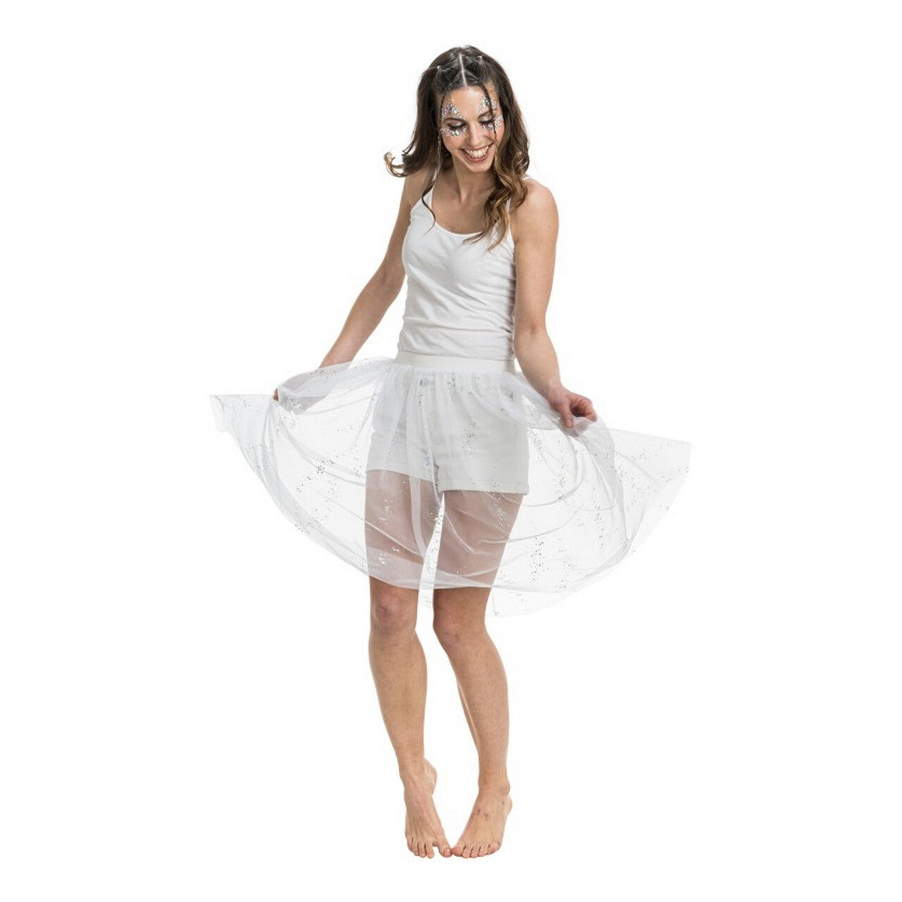 Op deze afbeelding zie je een Kostuums, van het merk Chaks. Witte Doorzichtige Summer Festival Rok Vrouw