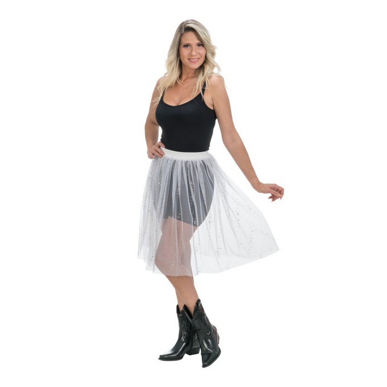 Op deze afbeelding zie je een Kostuums, van het merk Chaks. Witte Doorzichtige Summer Festival Rok Vrouw