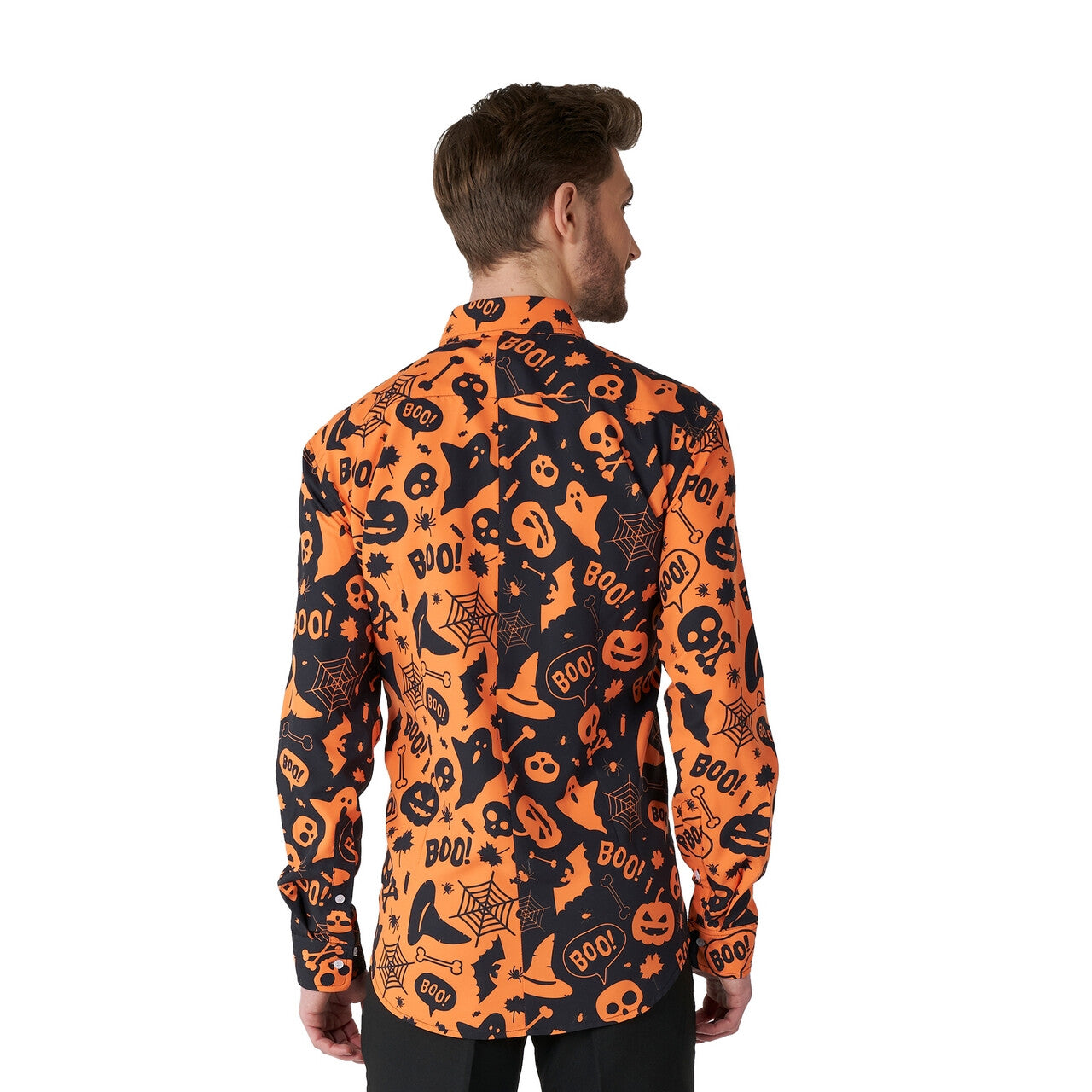 Op deze afbeelding zie je een Kostuums, van het merk Opposuits. Halloween Icons Oranje Zwart Overhemd Man