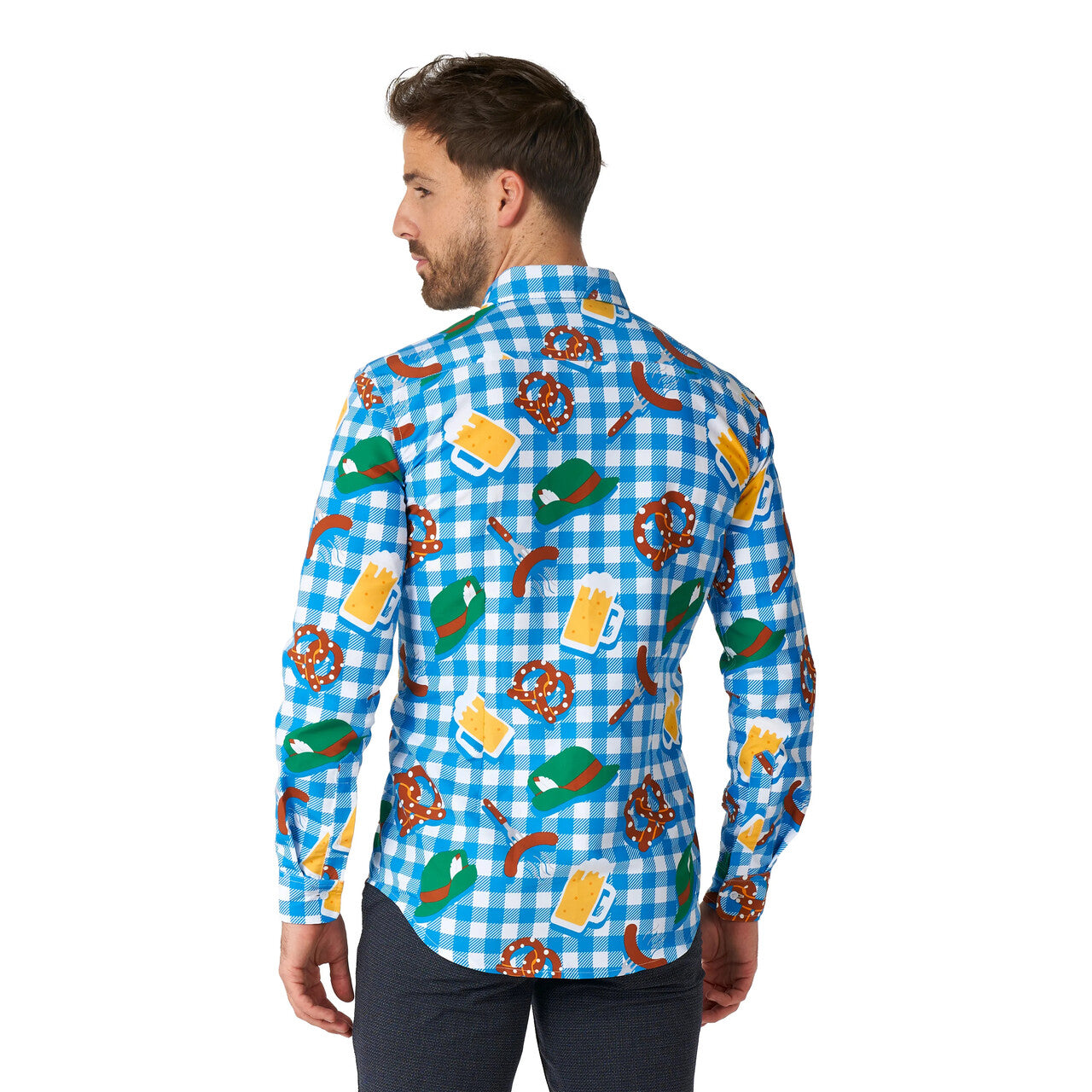 Op deze afbeelding zie je een Kostuums, van het merk Suitmeister. Octoberfest Checker Blouse Man