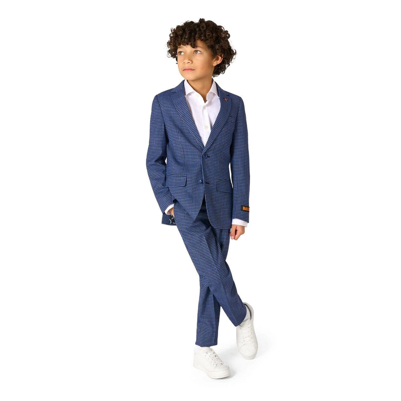 Op deze afbeelding zie je een Kostuums, van het merk Opposuits. Daily Checked Navy Jongen Kostuum