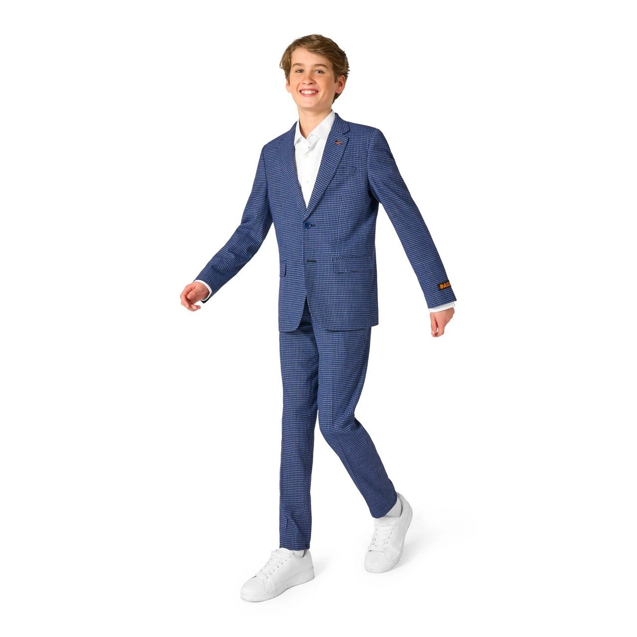 Op deze afbeelding zie je een Kostuums, van het merk Opposuits. Daily Checked Navy Jongen Kostuum