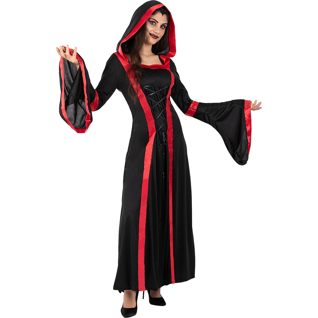 Op deze afbeelding zie je een Kostuums, van het merk Funidelia. Mira Vampira Goth Queen Vrouw Kostuum