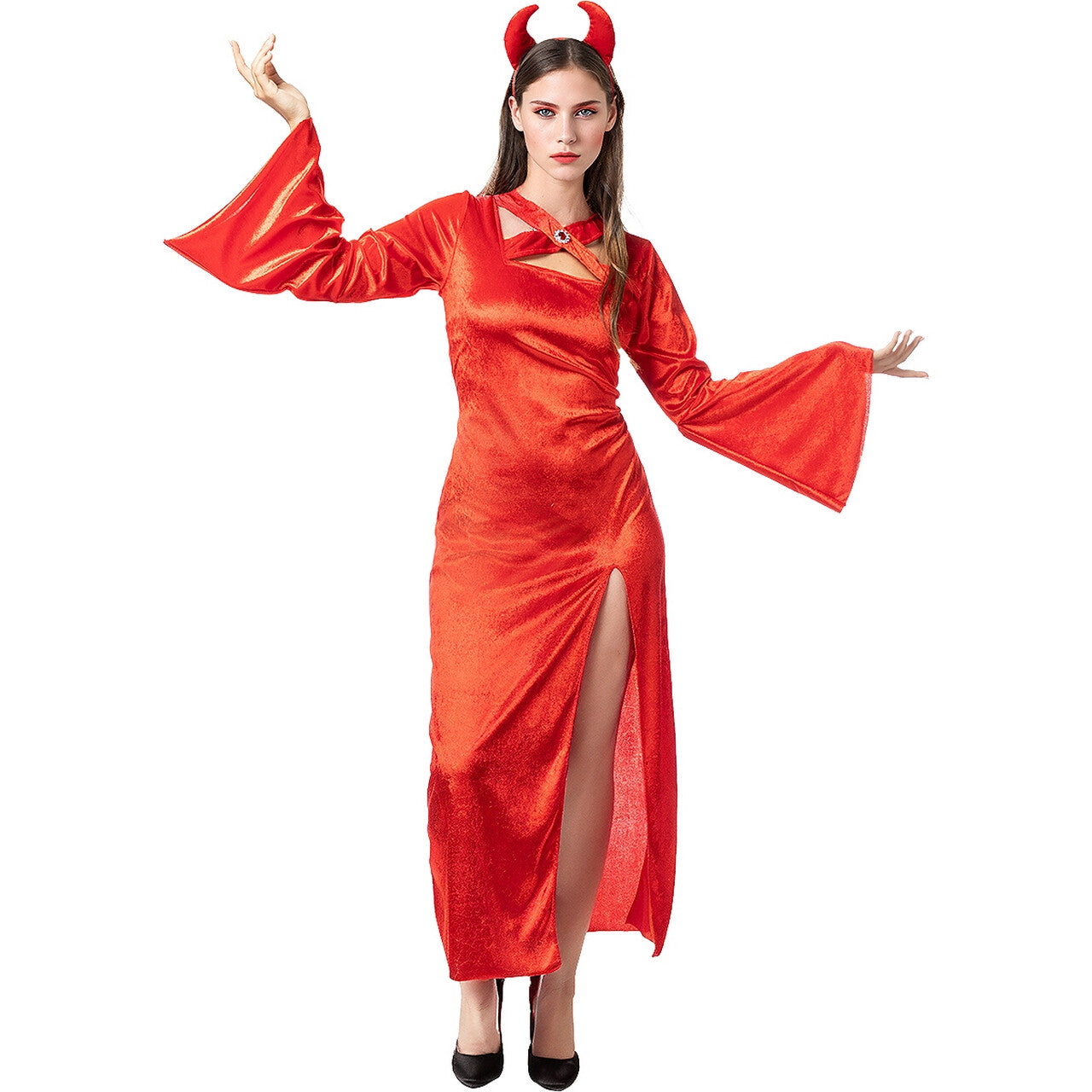 Op deze afbeelding zie je een Kostuums, van het merk Funidelia. Duivel Aanbidster Devilina Vrouw Kostuum