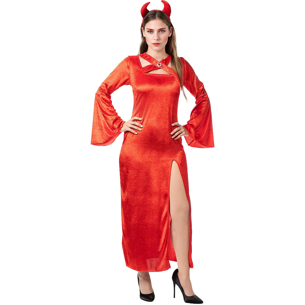 Op deze afbeelding zie je een Kostuums, van het merk Funidelia. Duivel Aanbidster Devilina Vrouw Kostuum