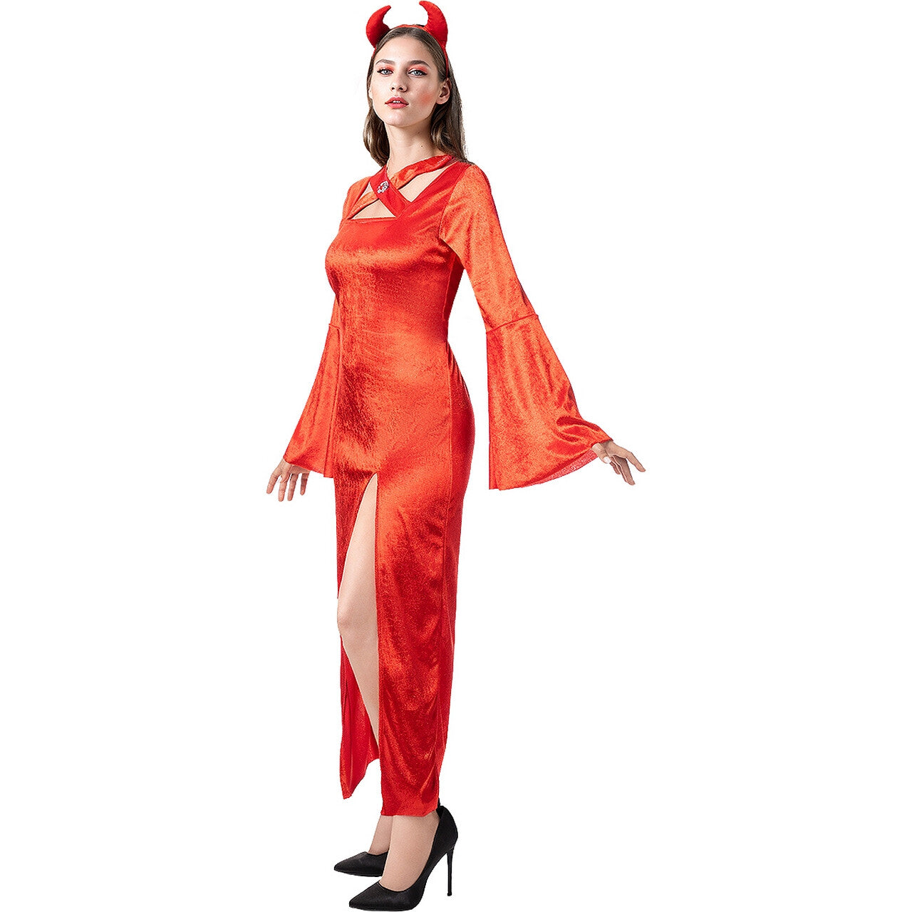 Op deze afbeelding zie je een Kostuums, van het merk Funidelia. Duivel Aanbidster Devilina Vrouw Kostuum