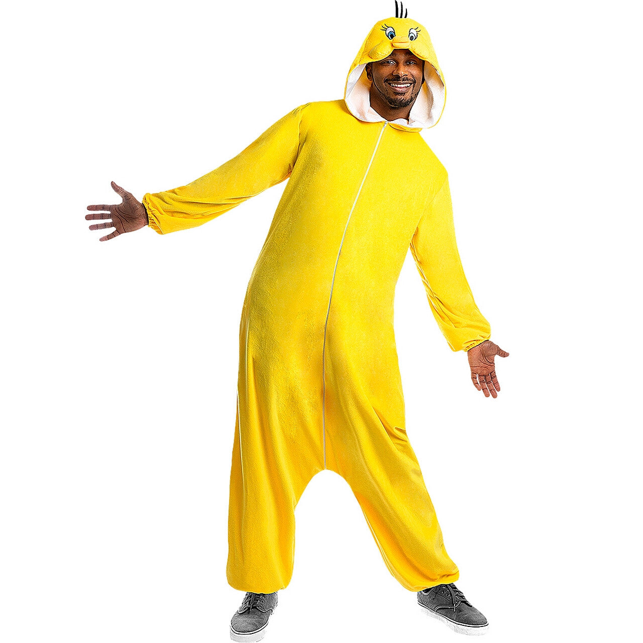 Op deze afbeelding zie je een Kostuums, van het merk Funidelia. Grappige Gele Tweety Onesie Looney Tunes Kostuum