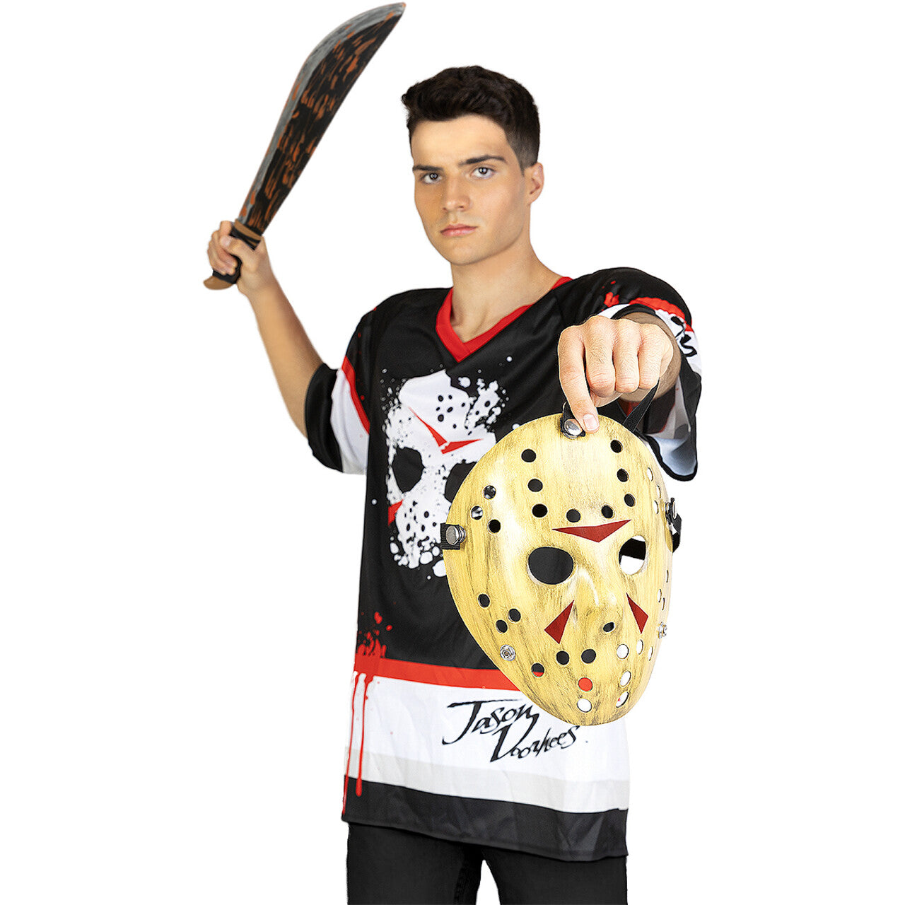 Op deze afbeelding zie je een Kostuums, van het merk Funidelia. Sporty Jason Hockey Man Kostuum