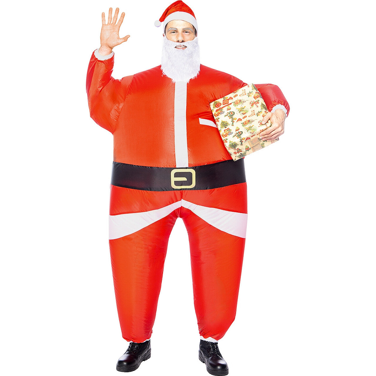 Op deze afbeelding zie je een Kostuums, van het merk Funidelia. Opblaasbare Kerstman Ho Ho Ho Kostuum