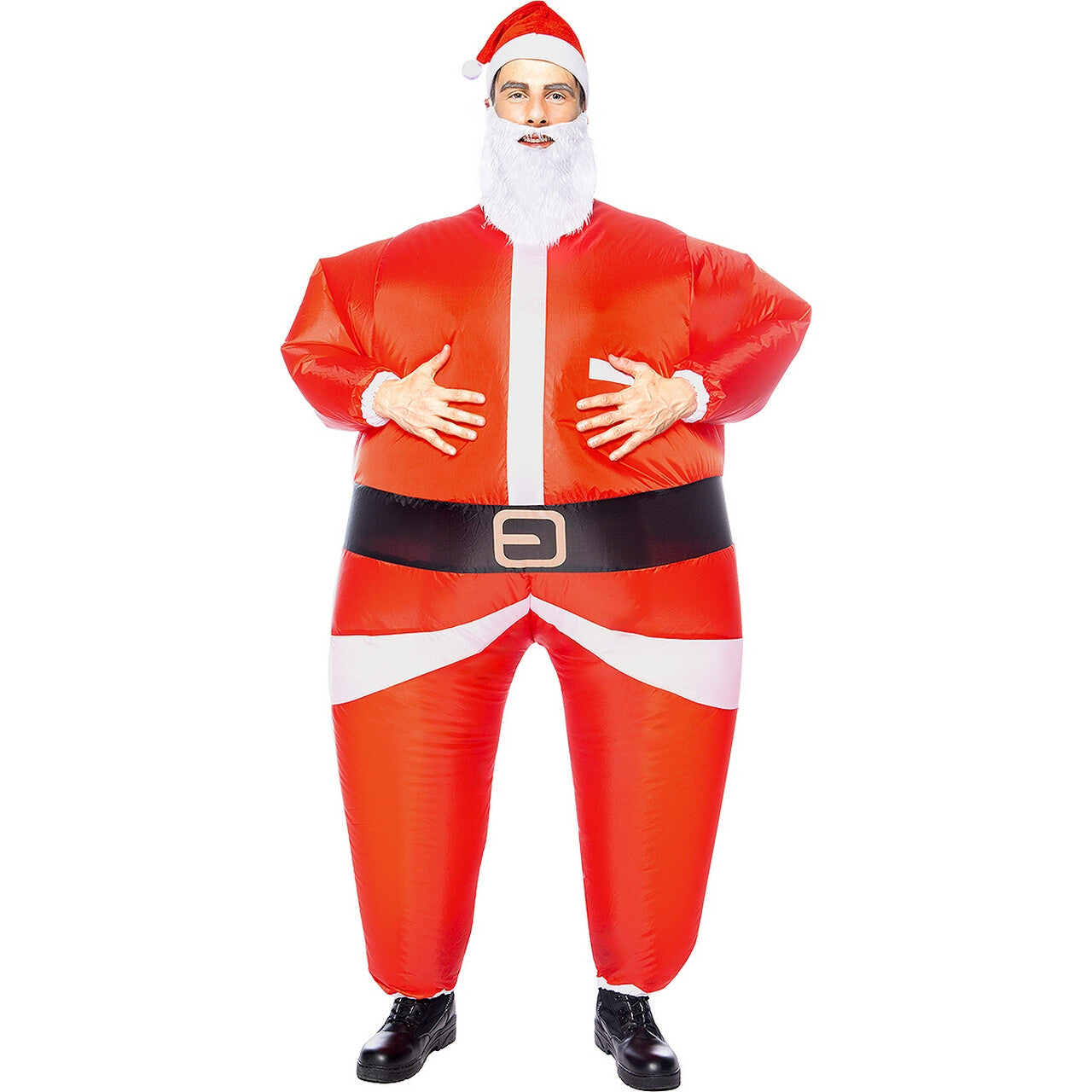 Op deze afbeelding zie je een Kostuums, van het merk Funidelia. Opblaasbare Kerstman Ho Ho Ho Kostuum