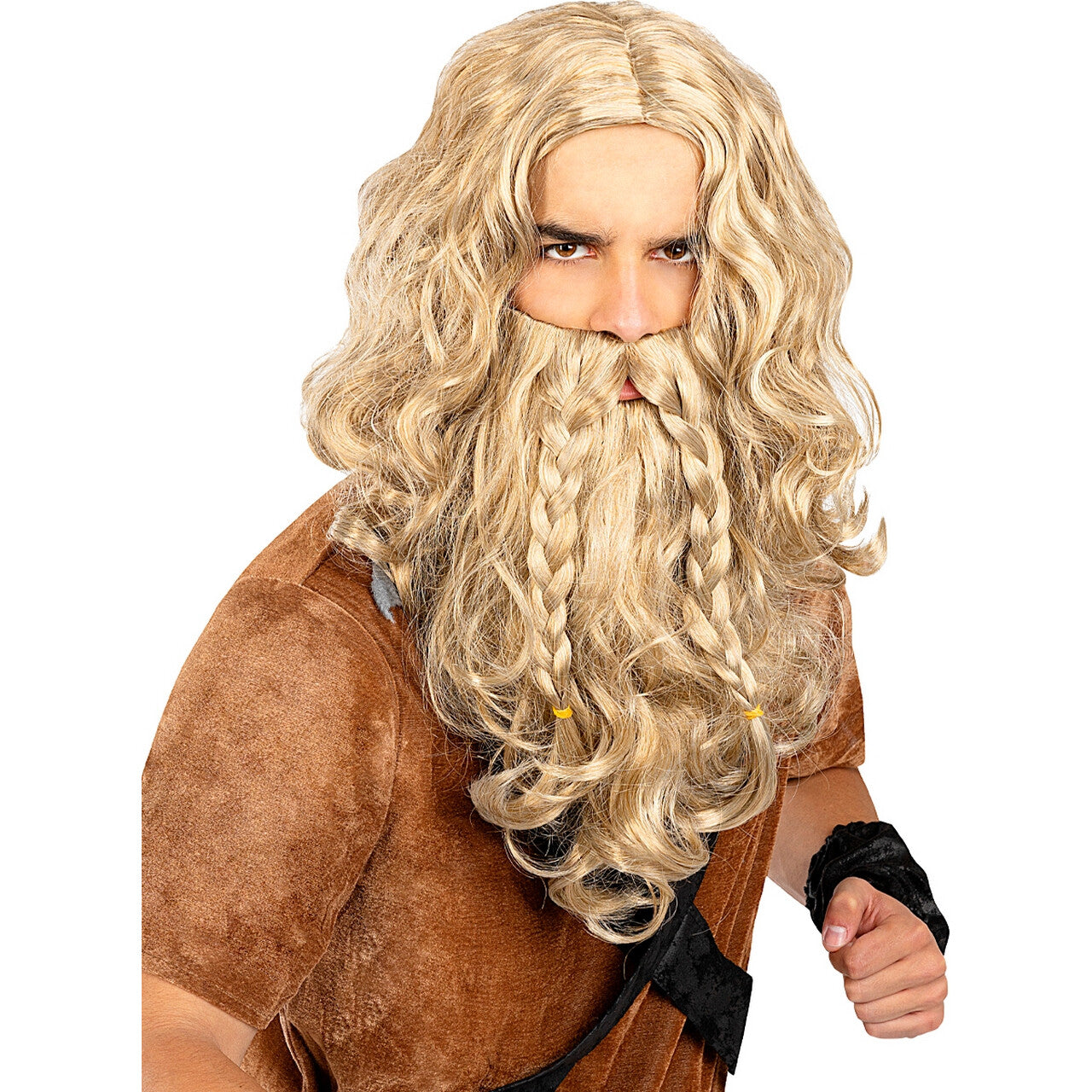 Op deze afbeelding zie je een Accessoires, van het merk Funidelia. Zee Barbaar Viking Pruik Met Baard Blond