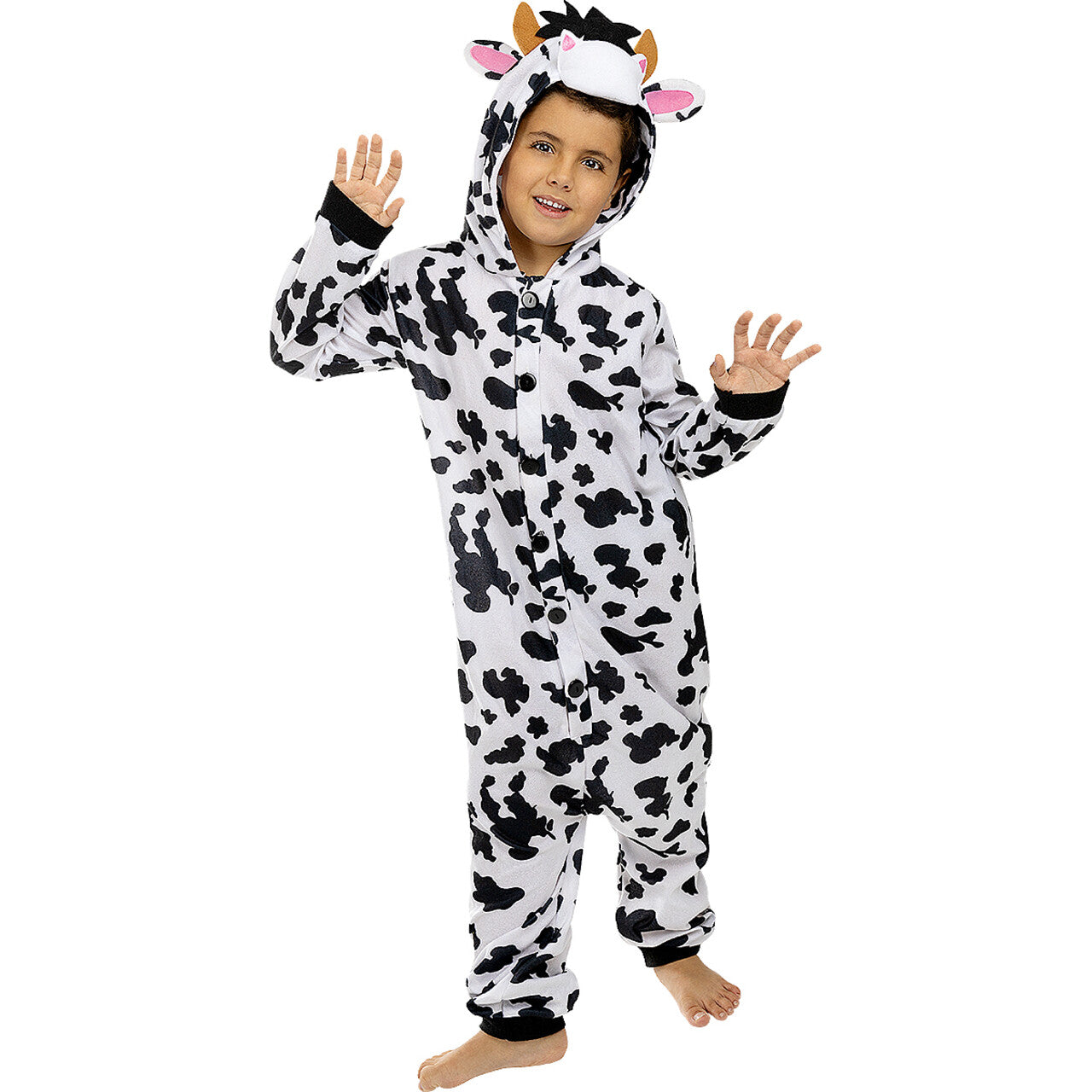 Op deze afbeelding zie je een Kostuums, van het merk Funidelia. Gekke Koeien Onesie Kind Kostuum