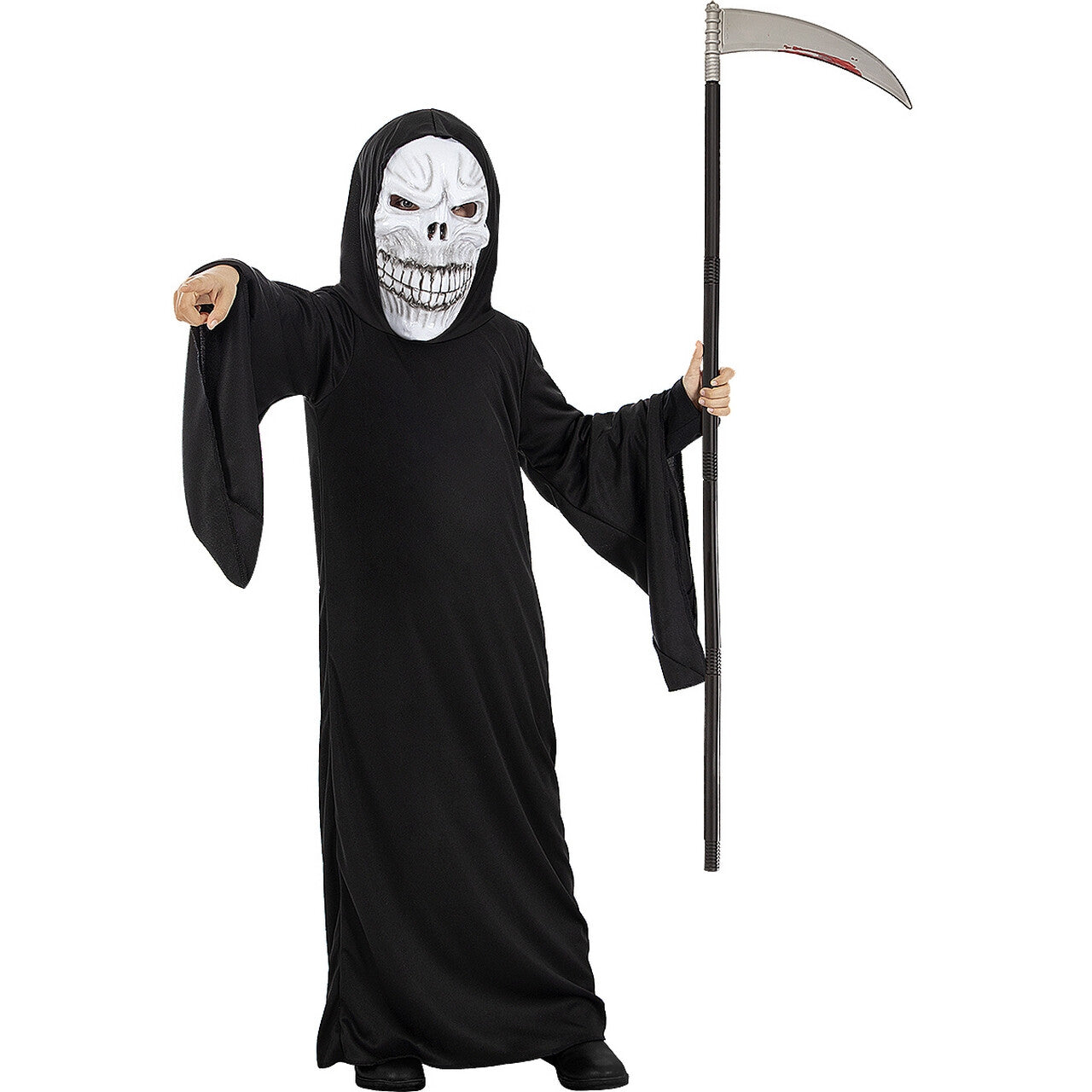 Op deze afbeelding zie je een Kostuums, van het merk Funidelia. Angstaanjagende Grim Reaper Donnie Dead Kind Kostuum