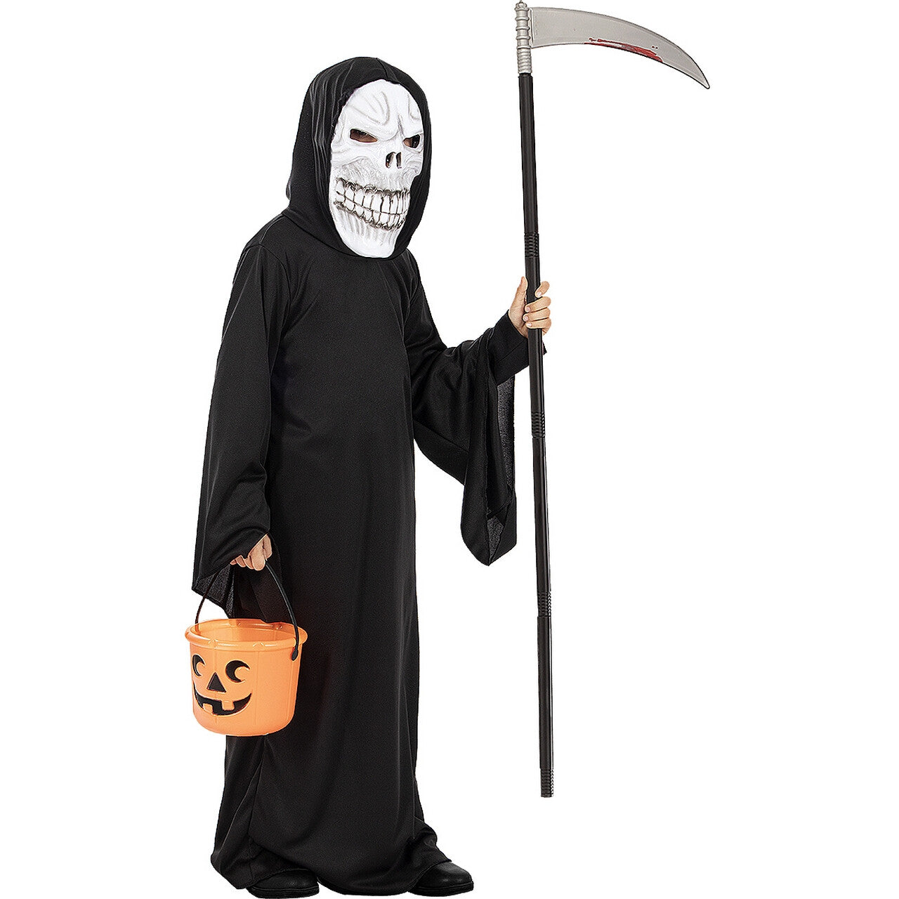 Op deze afbeelding zie je een Kostuums, van het merk Funidelia. Angstaanjagende Grim Reaper Donnie Dead Kind Kostuum