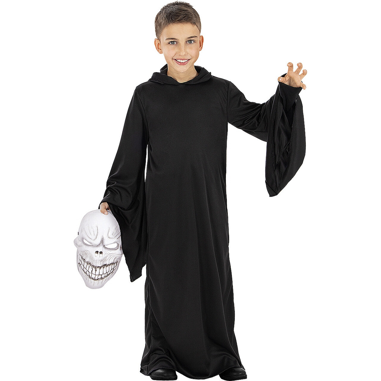 Op deze afbeelding zie je een Kostuums, van het merk Funidelia. Angstaanjagende Grim Reaper Donnie Dead Kind Kostuum