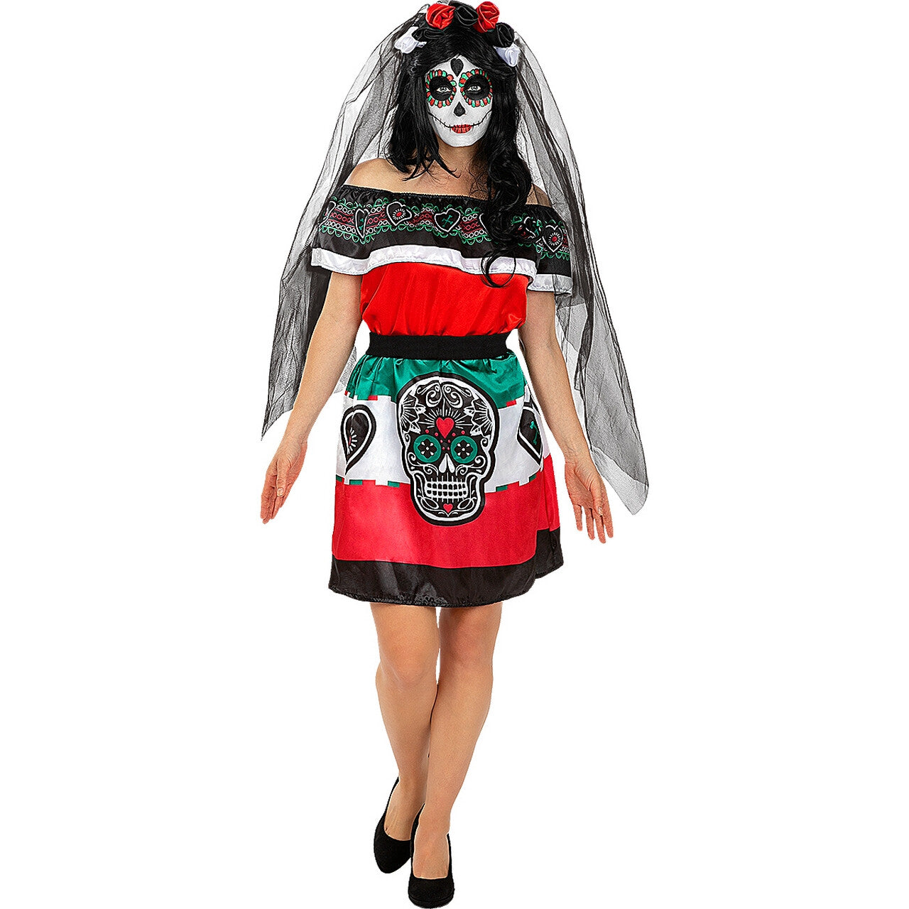 Op deze afbeelding zie je een Kostuums, van het merk Funidelia. Mamma Mia De Los Muerto Vrouw Kostuum