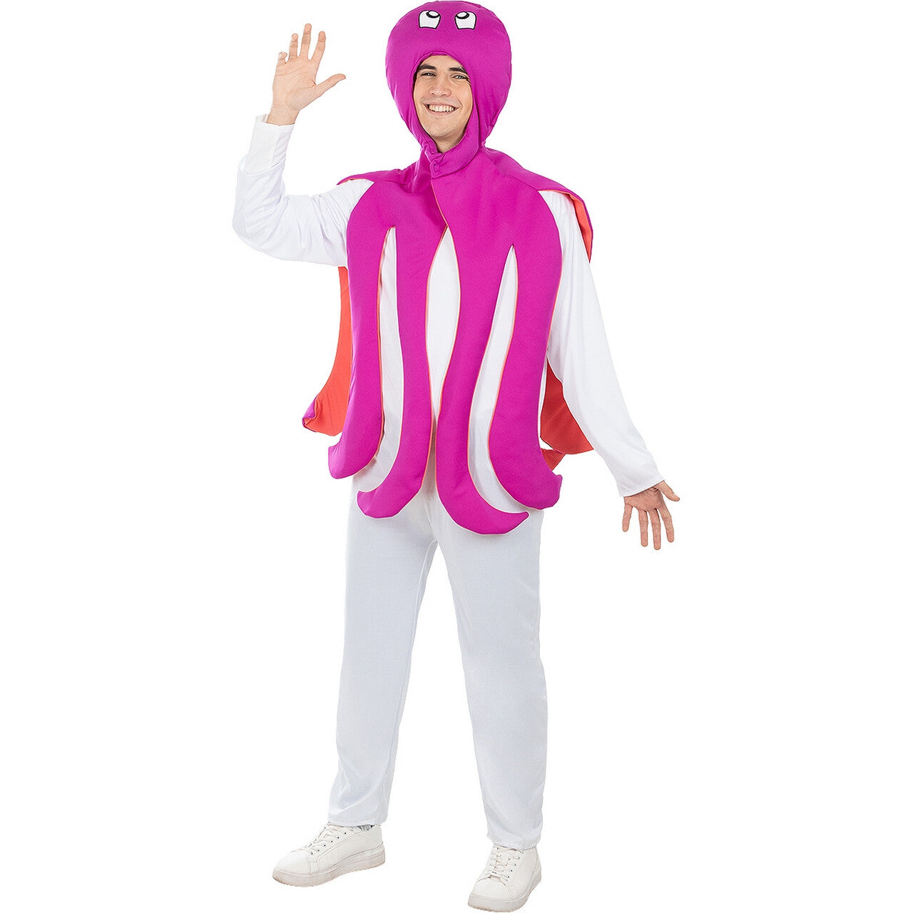 Op deze afbeelding zie je een Kostuums, van het merk Funidelia. Grappige Octopus Roze Inktvis Volwassene Kostuum