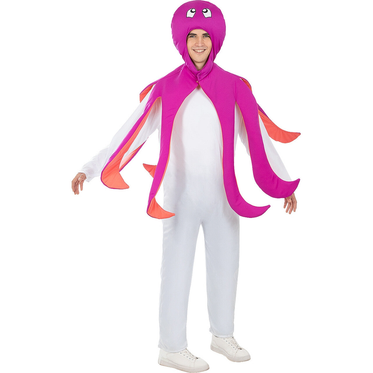 Op deze afbeelding zie je een Kostuums, van het merk Funidelia. Grappige Octopus Roze Inktvis Volwassene Kostuum