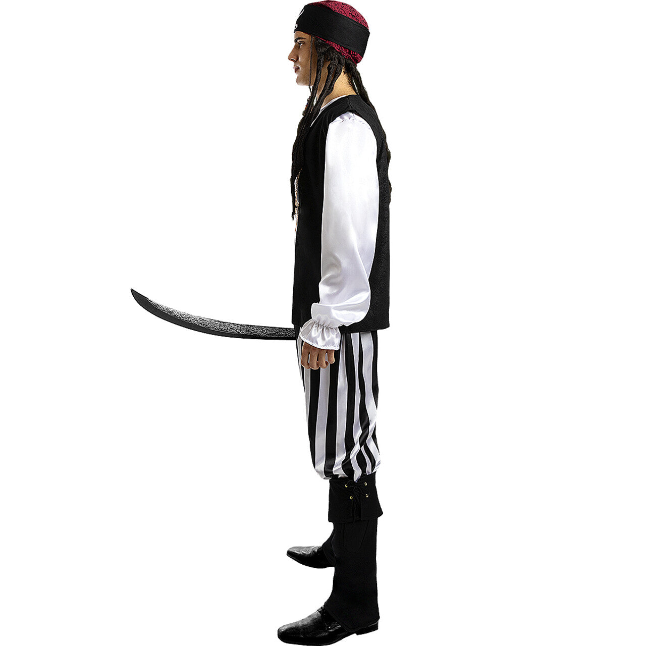 Op deze afbeelding zie je een Kostuums, van het merk Funidelia. Gestreepte Boekanier Van De Zeven Zeeën Man Kostuum